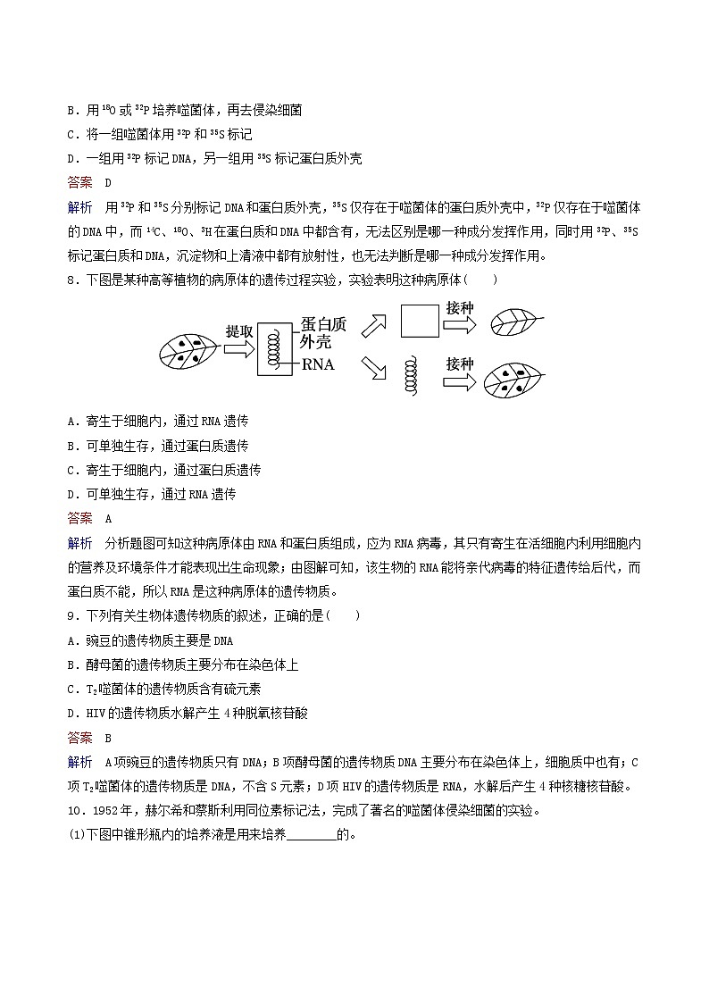 人教版高中生物必修2同步作业10dna是主要的遗传物质含答案第3页