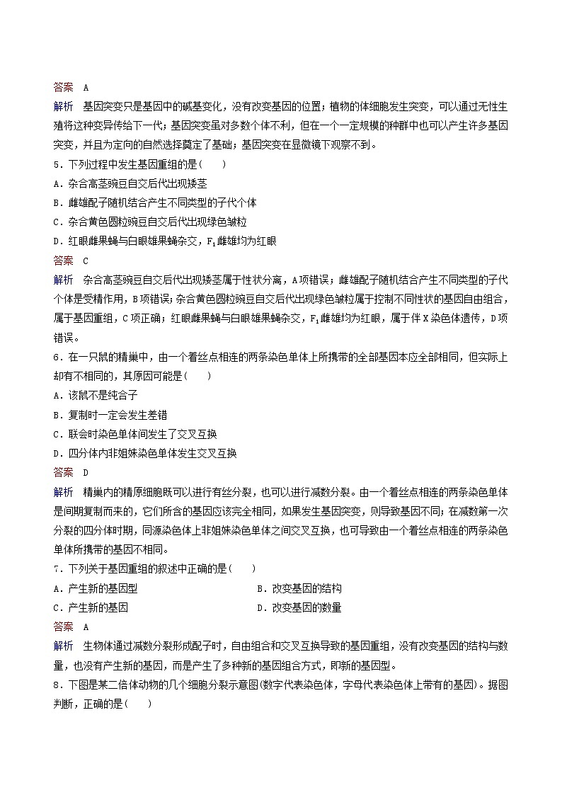 人教版高中生物必修2同步作业16基因突变和基因重组含答案第2页