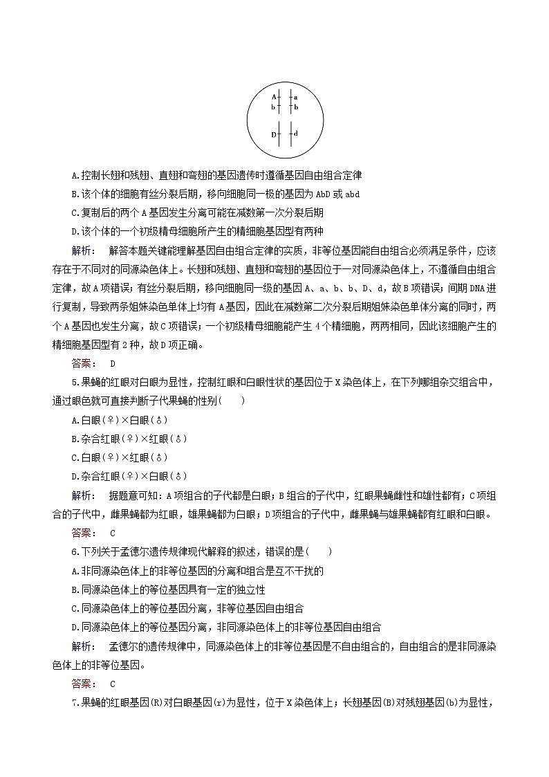 人教版高中生物必修2第2章基因和染色体的关系第2节基因在染色体上基因在染色体上课时作业含答案02