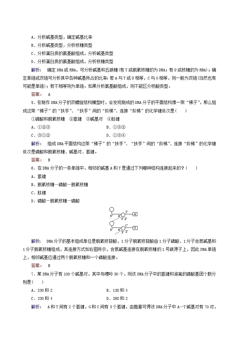 人教版高中生物必修2第3章基因的本质第2节dna分子的结构课时作业含答案02
