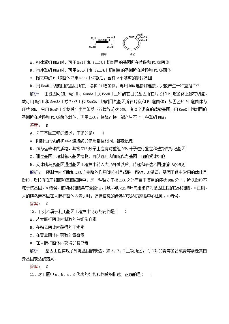 人教版高中生物必修2第6章从杂交育种到基因工程第2节基因工程及其应用课时作业含答案03