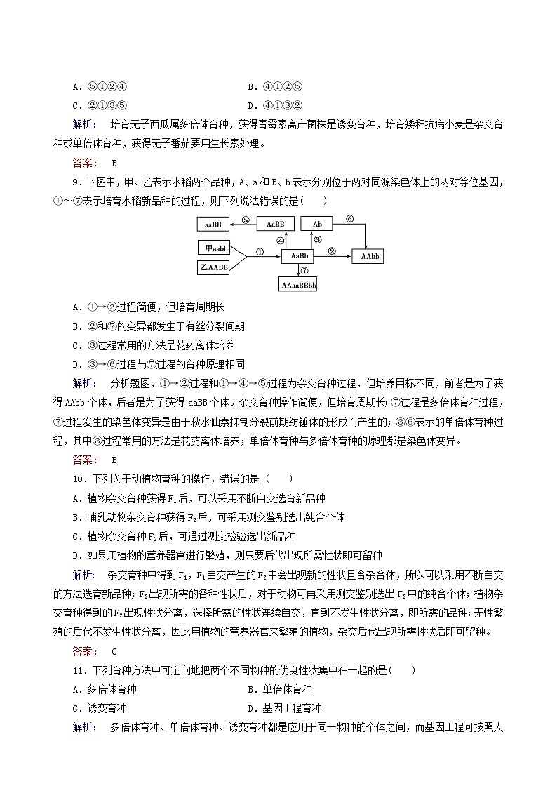 人教版高中生物必修2第6章从杂交育种到基因工程阶段质量评估6含答案 试卷03