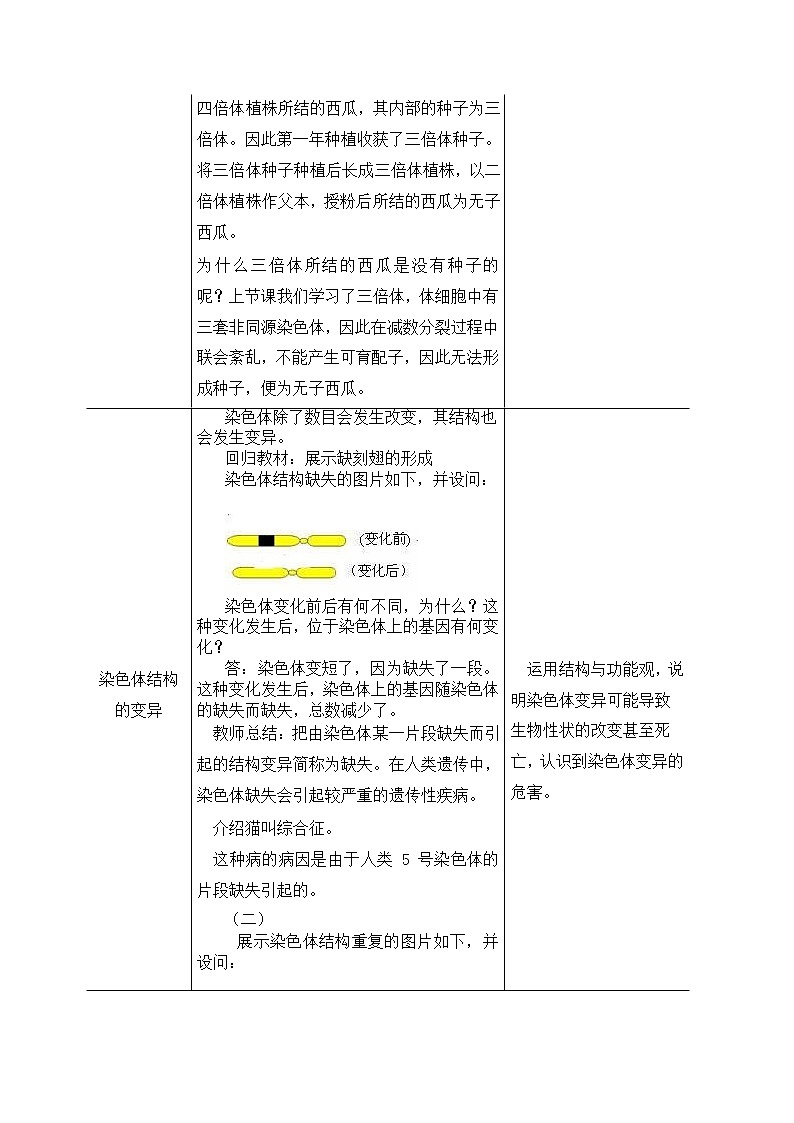 5.2.2 染色体变异教案--高一下学期生物人教版必修2第3页
