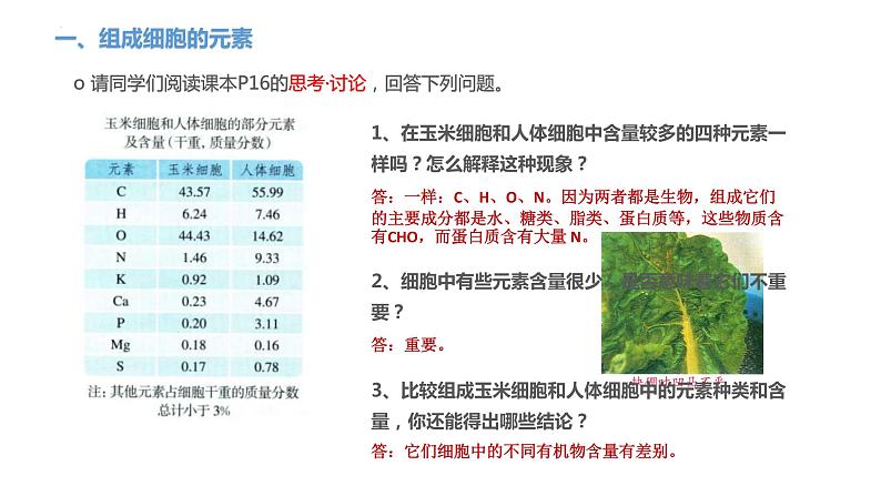 2.1细胞中的元素和化合物--高一上学期生物人教版必修1 课件03