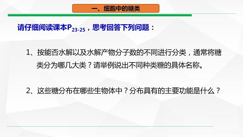 2.3 细胞中的糖类和脂质课件--高一上学期生物人教版（2019）必修104