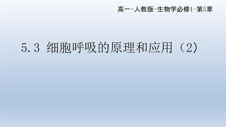 5.3  细胞呼吸的原理和应用（第二课时） (1)课件--高一上学期生物人教版（2019）必修1第1页