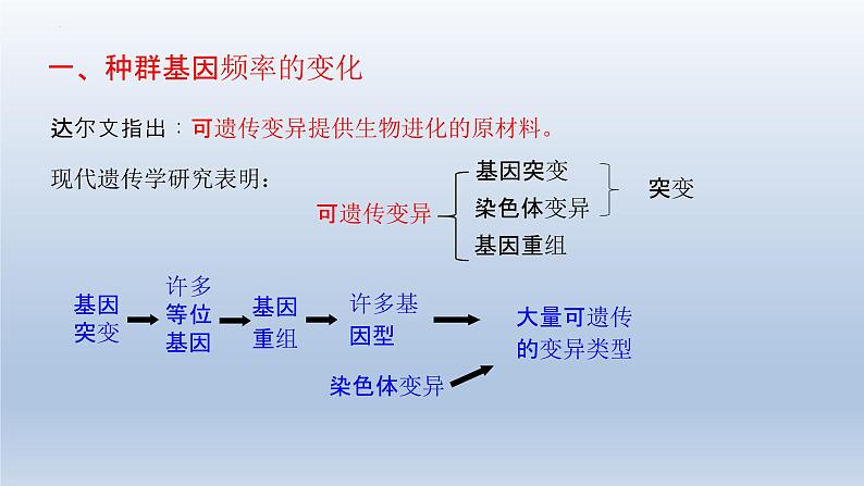 6.3  种群基因组成的变化与物种的形成（1）种群基因组成的变化（第二课时）课件--高一下学期生物人教版必修2第3页