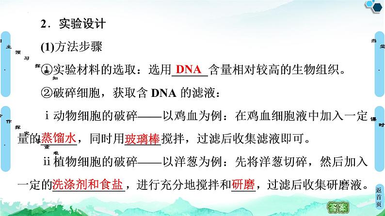 专题5  课题1 DNA的粗提取与鉴定--高中生物选修1--同步课件PPT(人教版)08