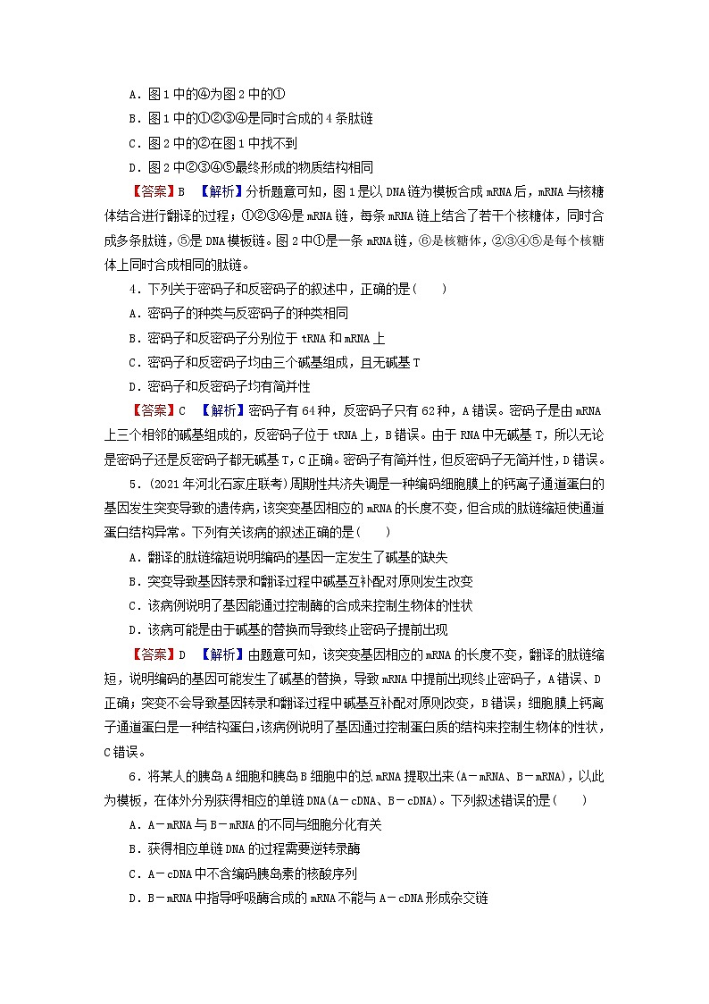 2023版高考生物一轮总复习第6单元基因的本质基因的表达第3讲基因的表达课后提能演练02