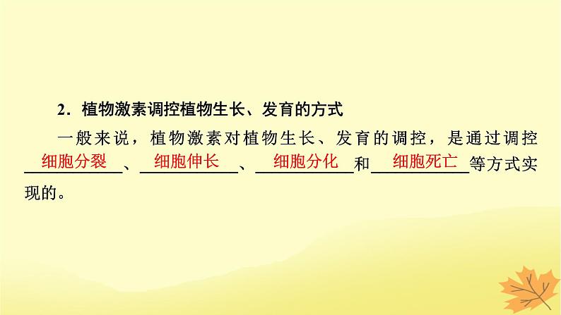 2023版高考生物一轮总复习第9单元植物生命活动的调节第2讲其他植物激素植物生长调节剂的应用环境因素参与调节植物的生命活动课件05