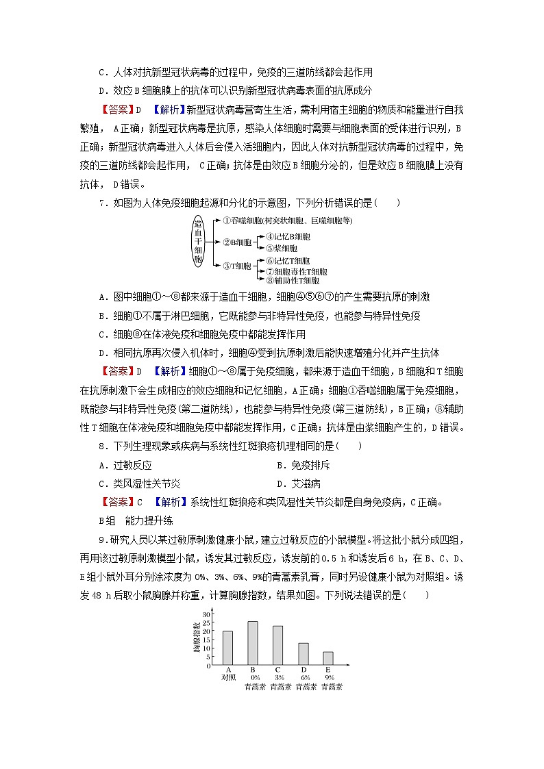 2023版高考生物一轮总复习第8单元人和高等动物生命活动的调节第4讲免疫调节课后提能演练03