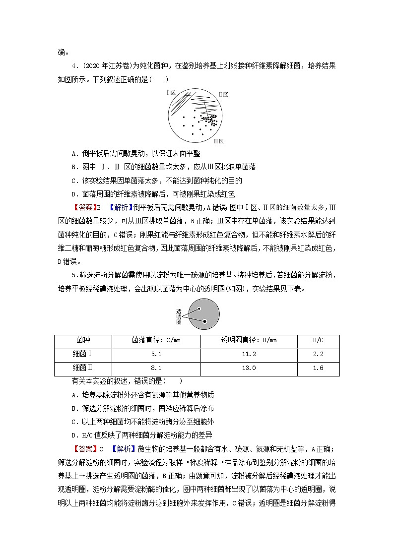 2023版高考生物一轮总复习第12单元发酵工程第2讲微生物的培养与应用课后提能演练02