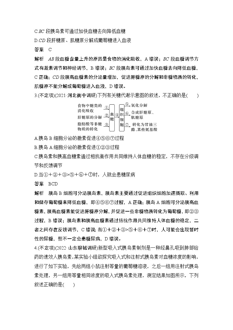 2023版创新设计高考生物（新教材人教版）总复习一轮讲义热点微练16 血糖调节(尖子生特训)第2页