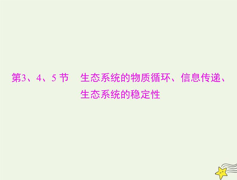 2023版高考生物一轮总复习第3章第3、4、5节生态系统的物质循环信息传递生态系统的稳定性课件第1页