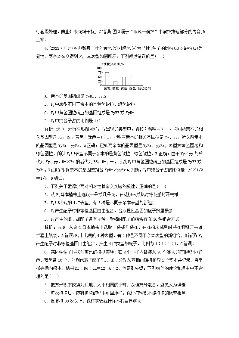 新课标2023版高考生物一轮总复习课时验收评价十八孟德尔遗传定律的发现与内容第2页