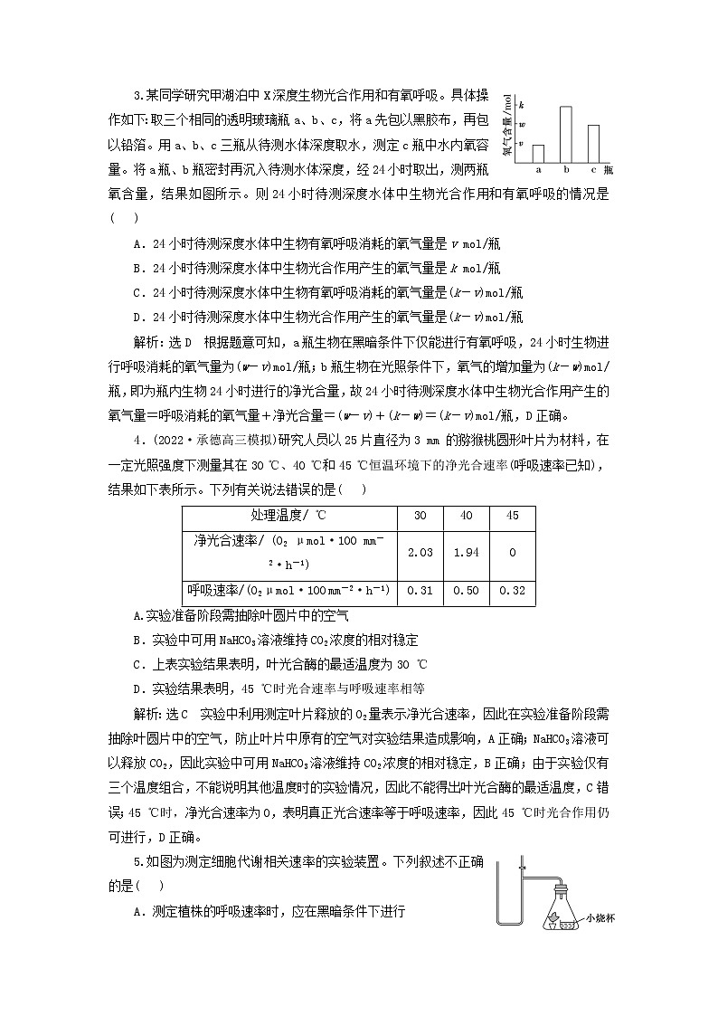 新课标2023版高考生物一轮总复习课时验收评价十四细胞呼吸和光合作用的相关实验设计与分析第2页