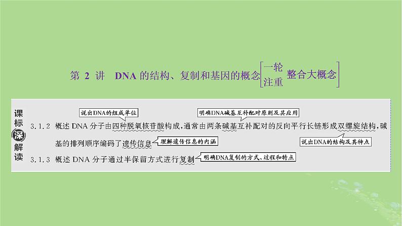 新课标2023版高考生物一轮总复习第六单元基因的本质和表达第2讲DNA的结构复制和基因的概念课件01