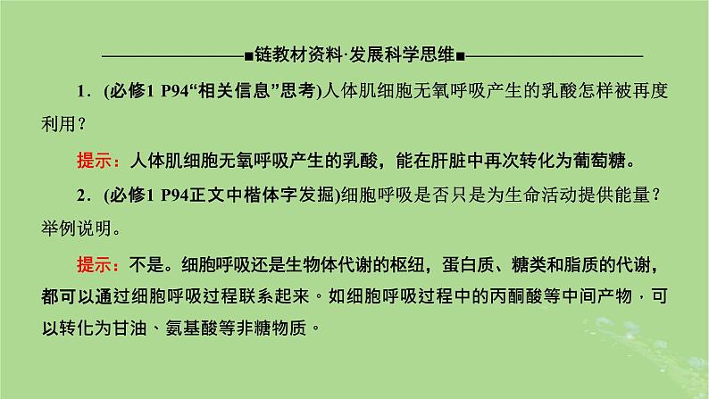 新课标2023版高考生物一轮总复习第三单元细胞的能量供应和利用第2讲细胞呼吸的原理和应用课件08