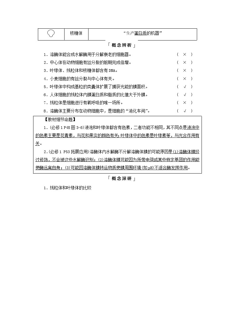 2023版高考生物一轮总复习第2单元细胞的基本结构第5课细胞器之间的分工合作教师用书第2页