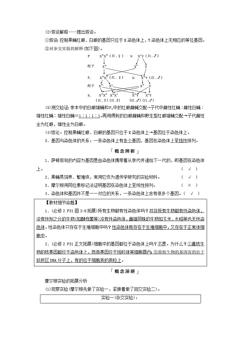 2023版高考生物一轮总复习第5单元遗传的基本规律与伴性遗传第16课基因在染色体上及伴性遗传和人类遗传病教师用书02