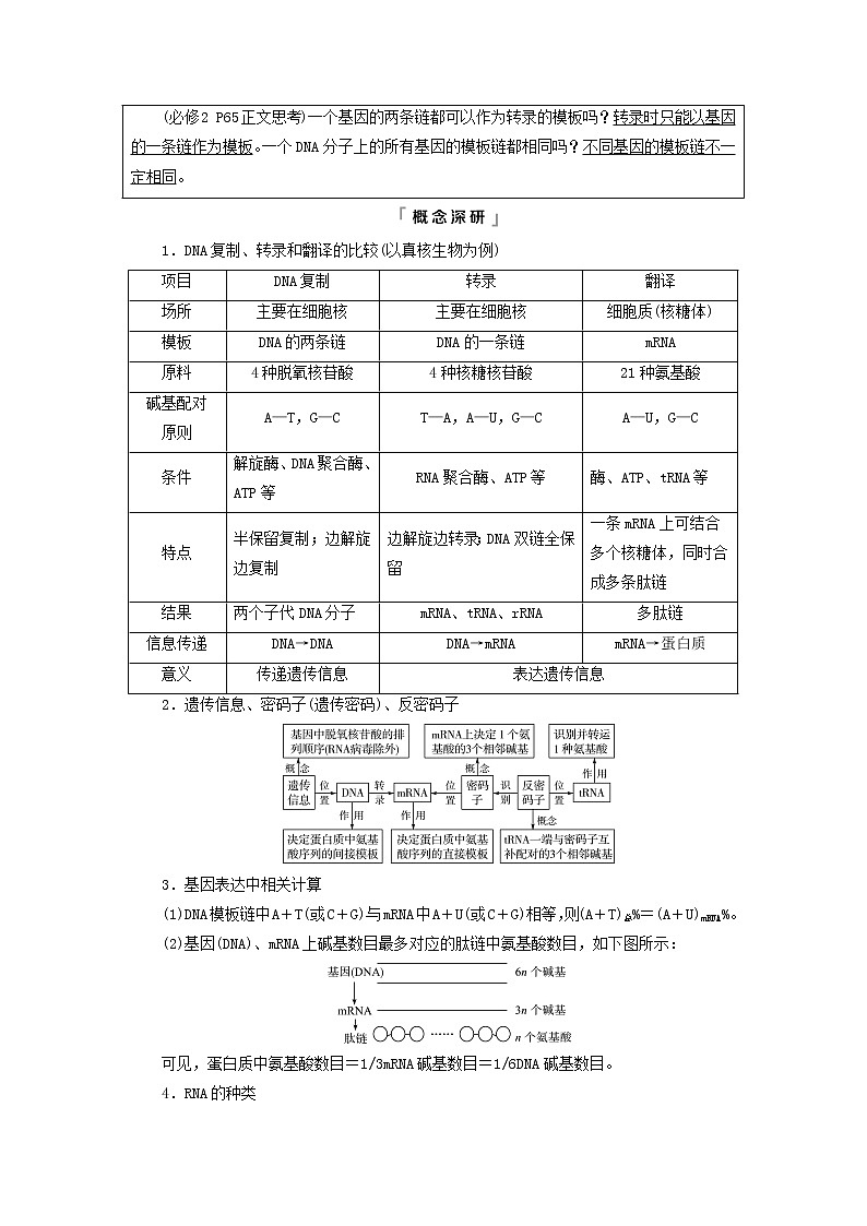 2023版高考生物一轮总复习第6单元基因的本质和表达第19课基因的表达教师用书03