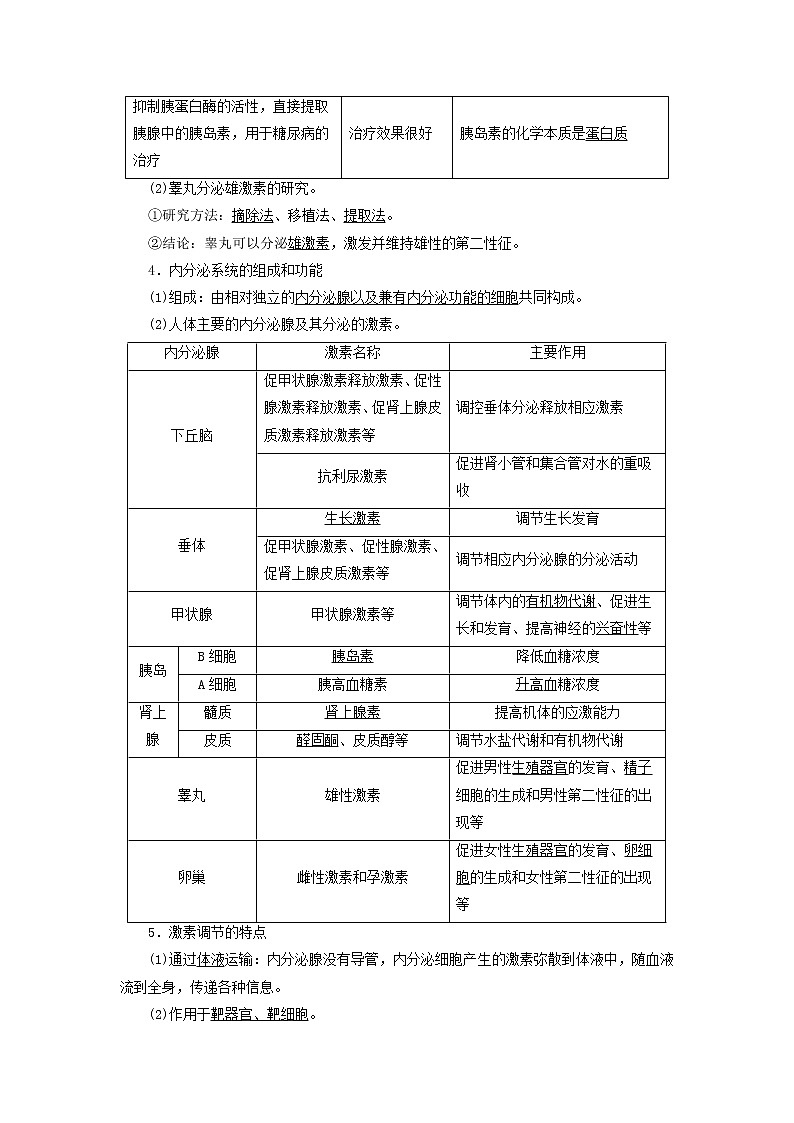 2023版高考生物一轮总复习第8单元生命活动的调节第26课内分泌系统组成与体液调节的过程教师用书第2页
