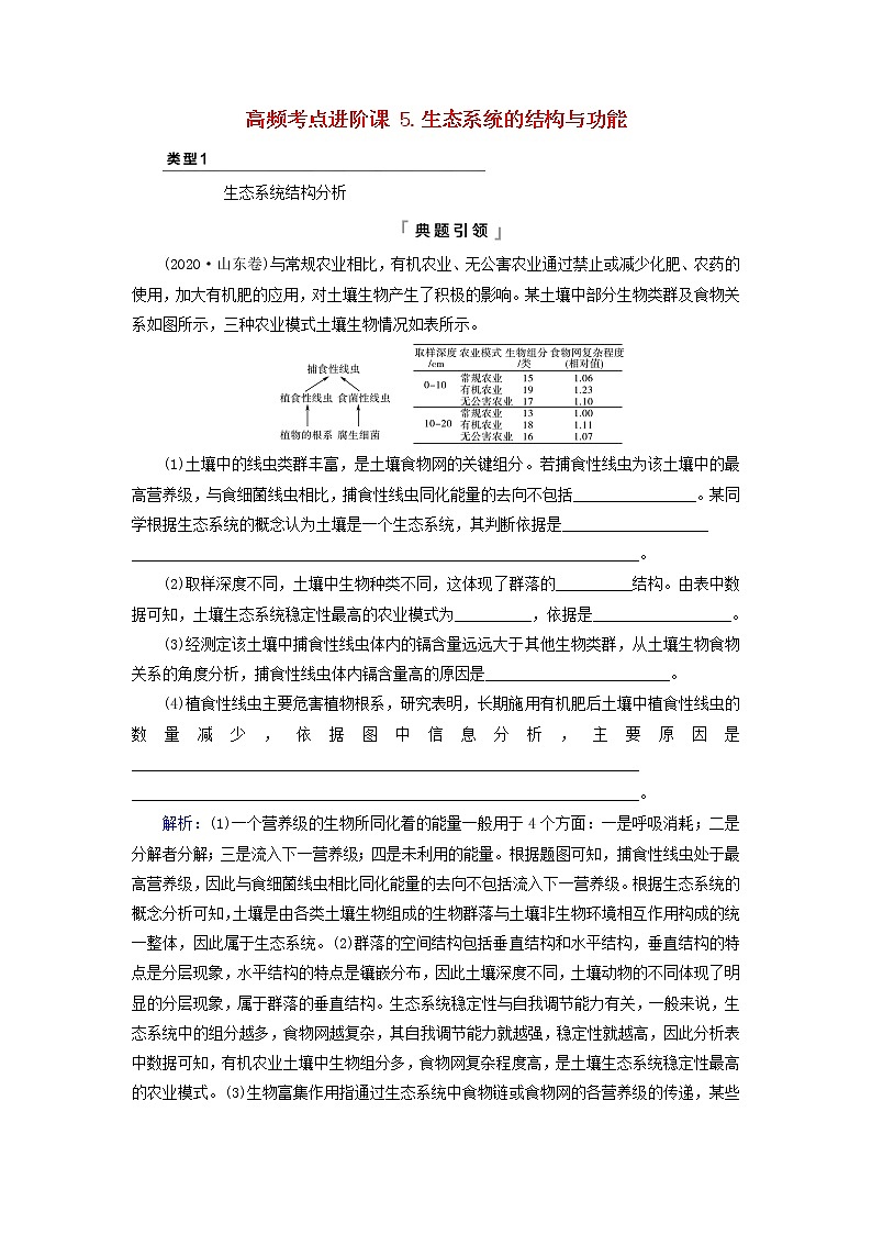 2023版高考生物一轮总复习第9单元生物与环境高频考点进阶课5.生态系统的结构与功能教师用书01