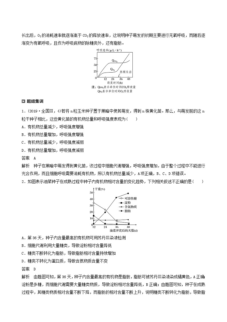 高考生物二轮复习专题1细胞的分子组成、基本结构和生命历程热点题型1种子形成与萌芽时的物质和能量变化学案含答案第2页