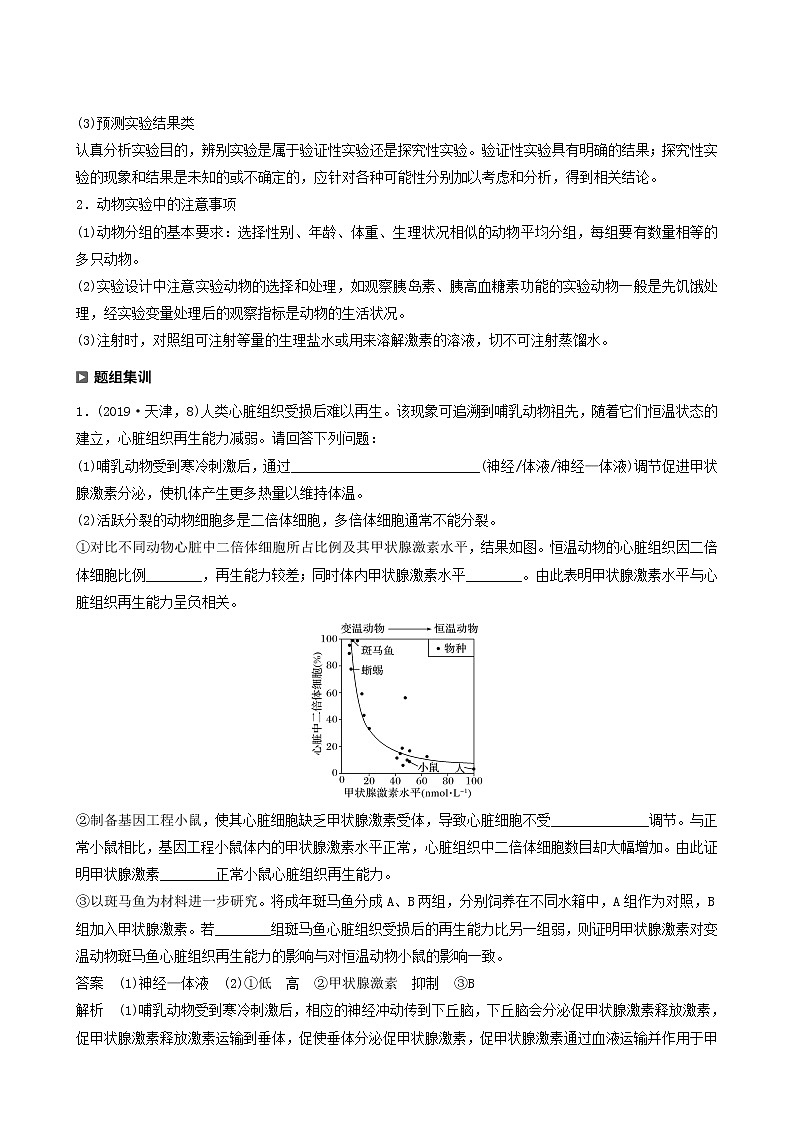 高考生物二轮复习专题4生命活动的调节热点题型8动物生理实验题的补充与完善学案含答案第2页