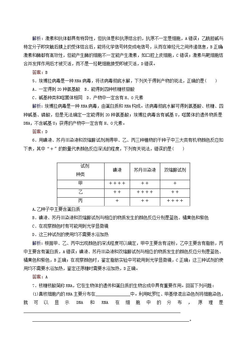 高考生物二轮复习（1）生命系统的物质基础训练含答案第2页