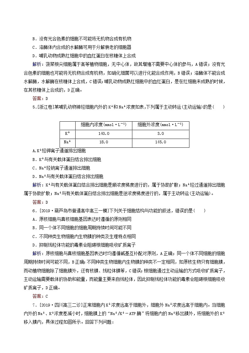 高考生物二轮复习（2）生命系统的结构基础训练含答案第2页