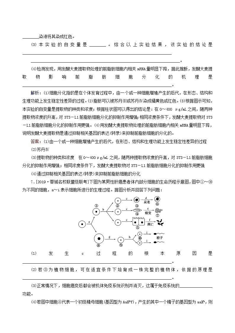 高考生物二轮复习（6）细胞的分化、衰老、凋亡和癌变训练含答案第3页