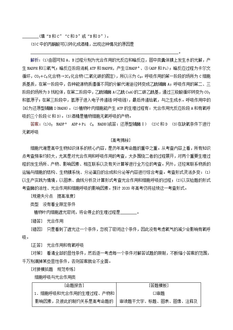 高考生物二轮复习1灵活多变的代谢题训练含答案第2页