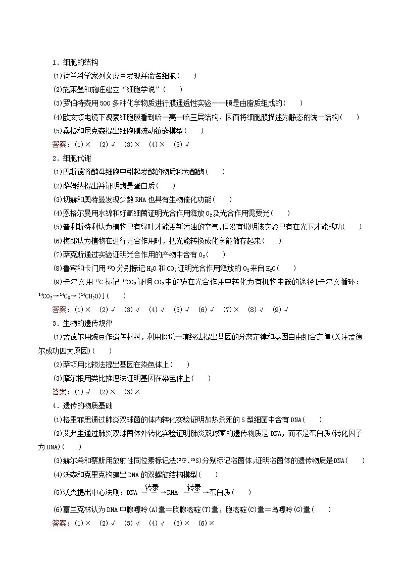 高考生物二轮复习2史实方法类-广记归纳勤总结训练含答案第2页