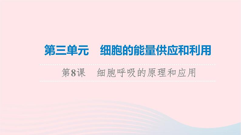 2023版高考生物一轮总复习第3单元细胞的能量供应和利用第8课细胞呼吸的原理和应用课件01