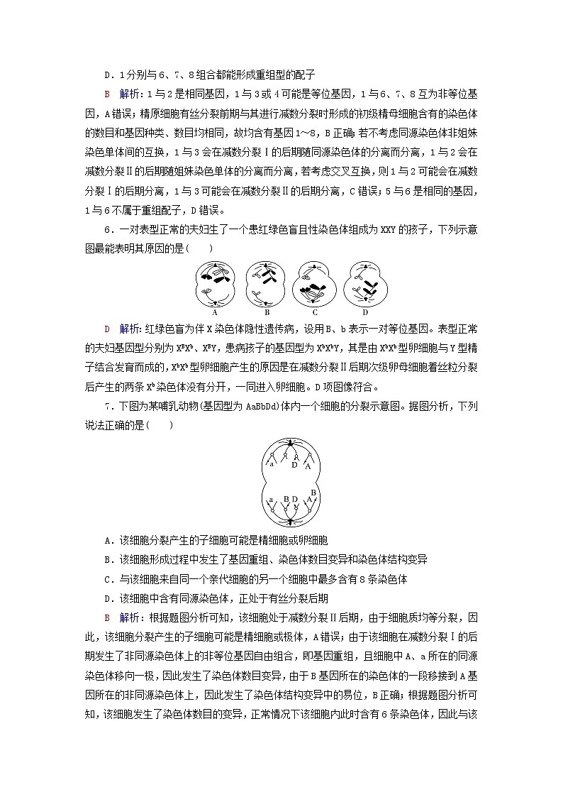 2023版高考生物一轮总复习课时质量评价12减数分裂和受精作用第3页