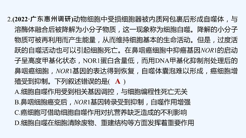 2023版创新设计高考生物（新教材人教版）总复习一轮课件微专题6 细胞自噬与细胞凋亡第7页