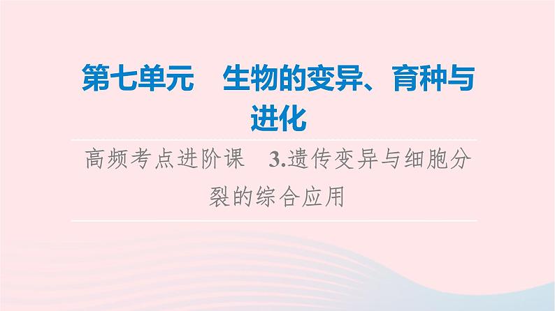 2023版高考生物一轮总复习第7单元生物的变异育种与进化高频考点进阶课3.遗传变异与细胞分裂的综合应用课件01