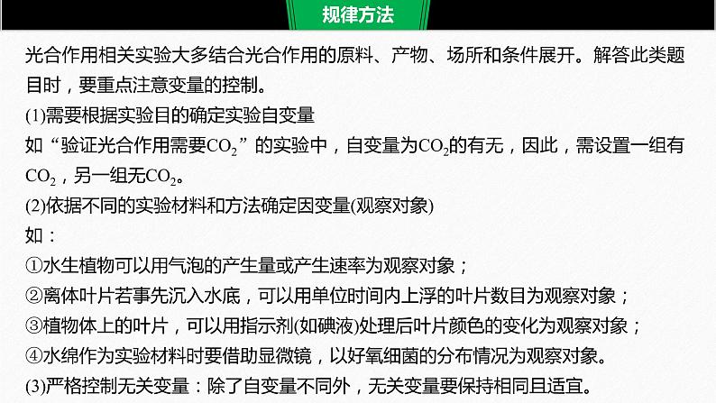 高考生物二轮复习专题2细胞代谢热点题型4“变量控制法”突破光合作用和细胞呼吸的实验题课件第4页