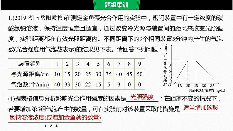 高考生物二轮复习专题2细胞代谢热点题型4“变量控制法”突破光合作用和细胞呼吸的实验题课件第5页