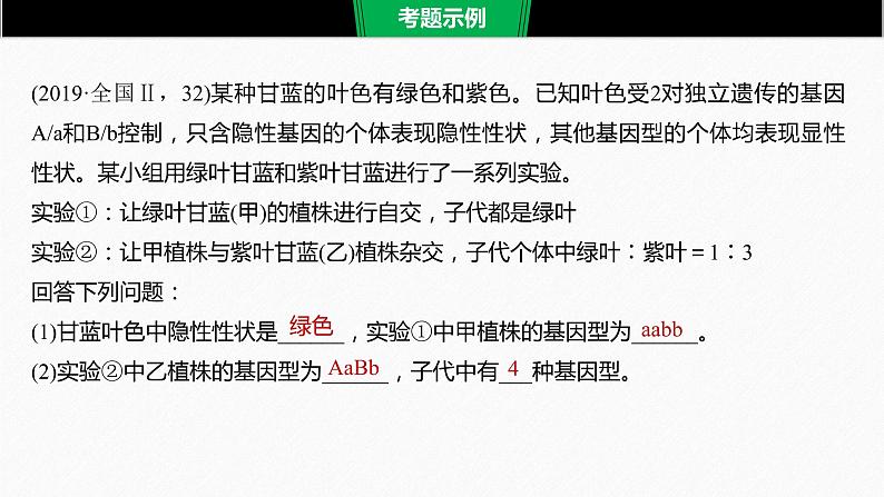 高考生物二轮复习专题3遗传、变异与进化热点题型5正确选择交配方式判断显性、隐性和基因型课件02