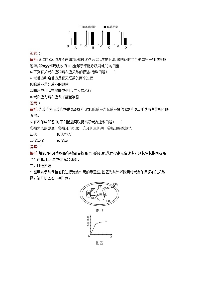 新教材高中生物第5章细胞的能量供应和利用第4节光合作用与能量转化第2课时光合作用的原理和应用课后习题新人教版必修1第2页
