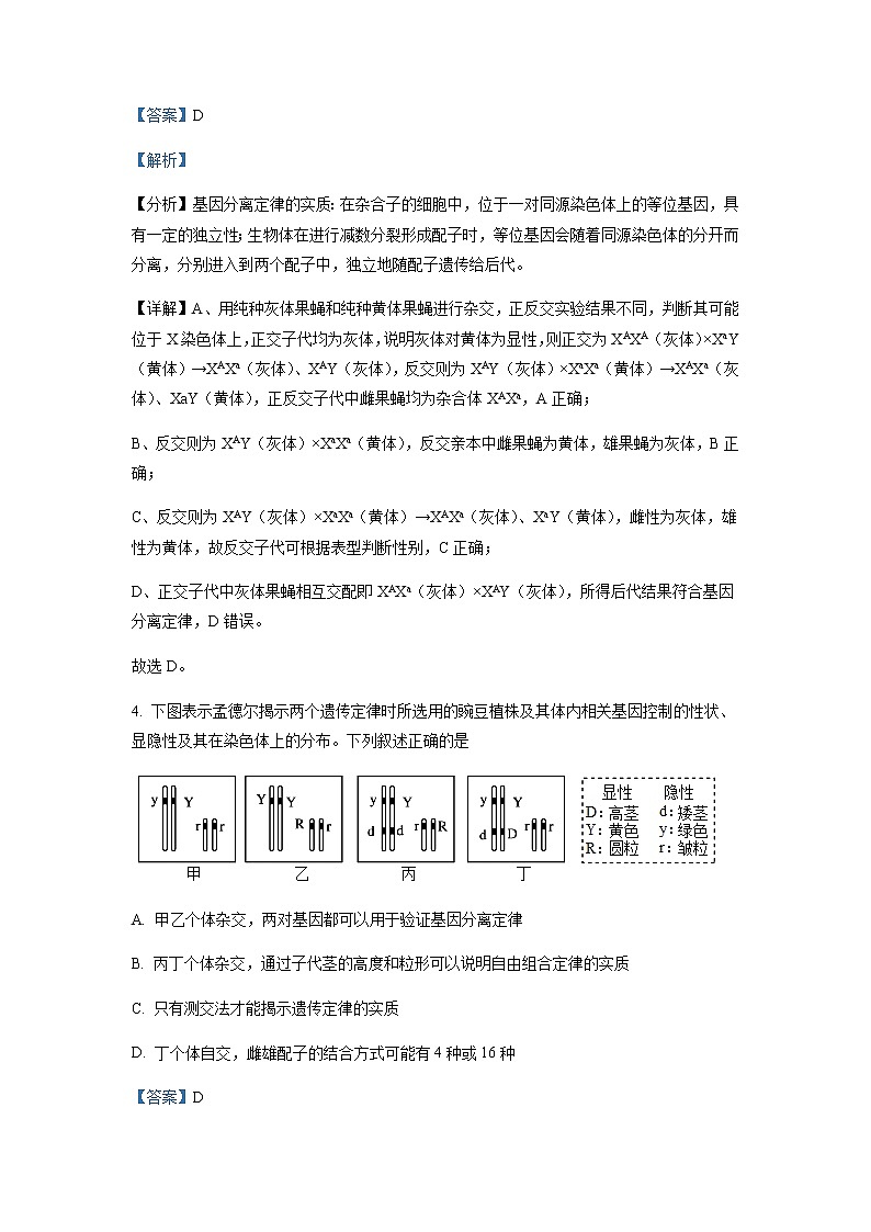 2021-2022学年山西省吕梁市高一下学期期末生物试题Word版含解析03