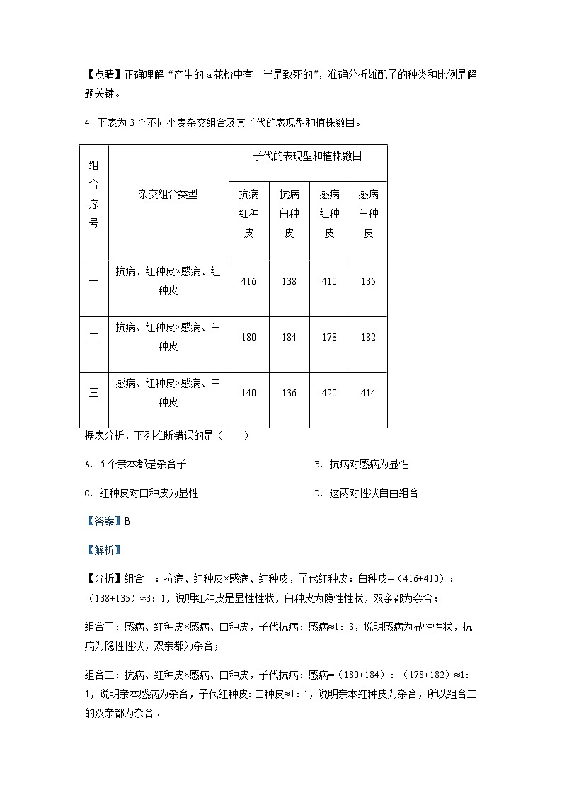 2021-2022学年山东省淄博市高一下学期期中考试生物试题word版含解析03