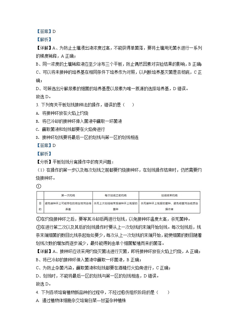 2021-2022学年天津市和平区高二年级下学期期末考试生物试题解析版02