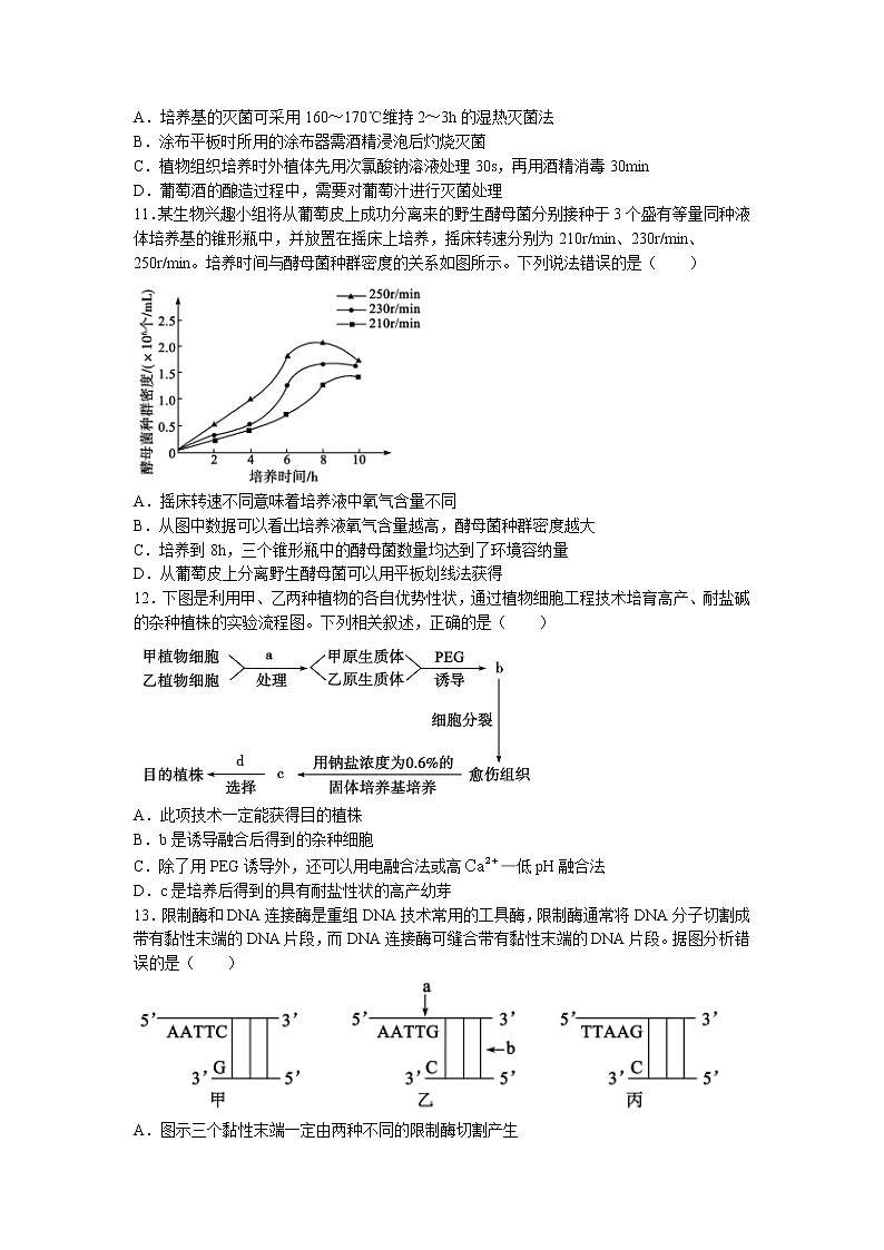2021-2022学年山东省枣庄市高二下学期期末考试生物试题Word版含答案03
