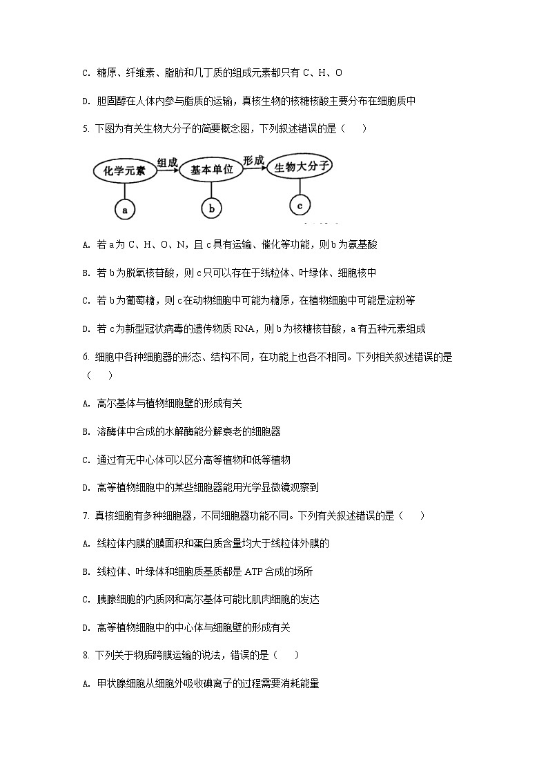 2021-2022学年河北省保定市高二下学期期末生物Word版含答案 试卷02