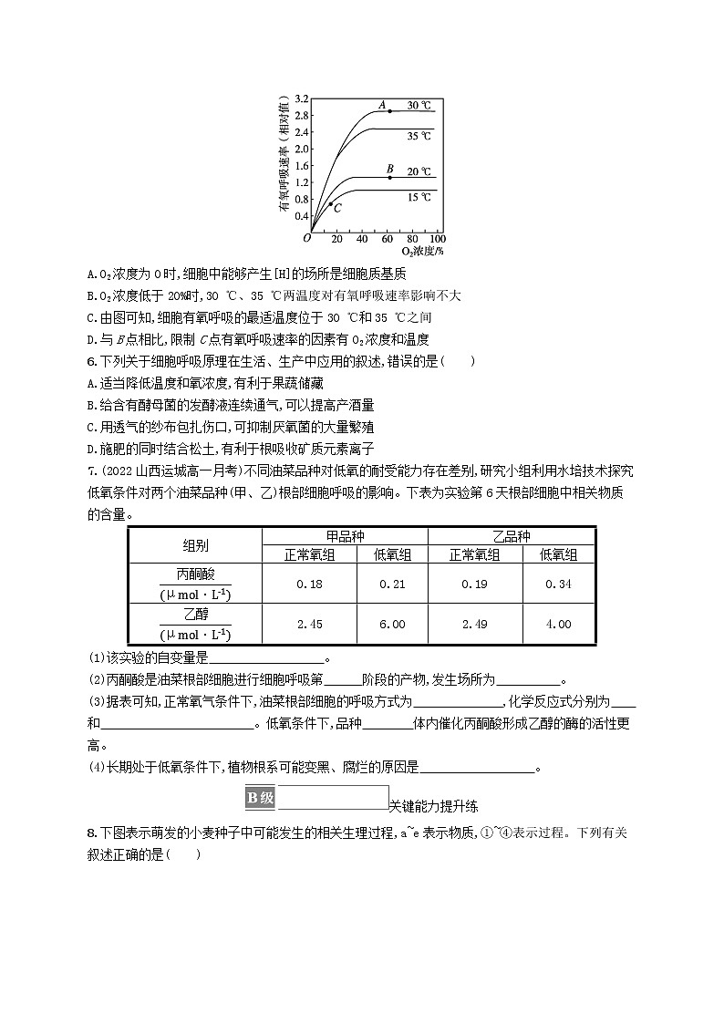 2022_2023学年新教材高中生物第5章细胞的能量供应和利用第3节细胞呼吸的原理和应用第2课时无氧呼吸细胞呼吸的影响因素及其应用课后习题新人教版必修102