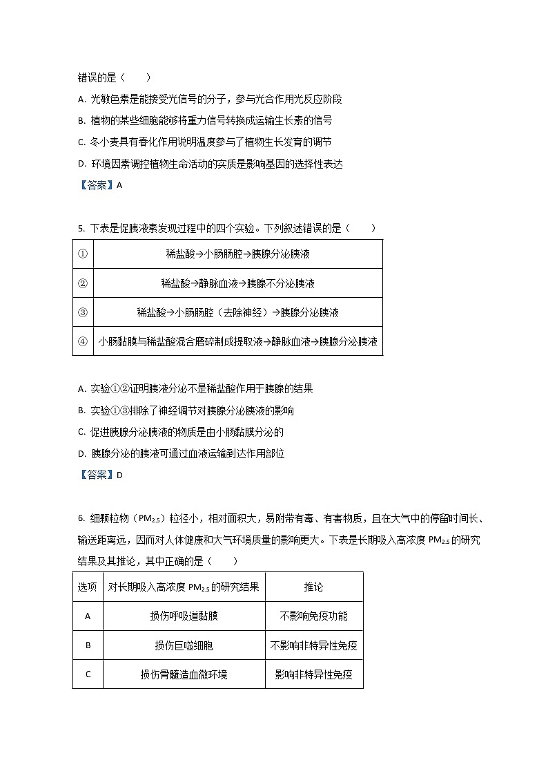 2022珠海高二上学期期末考试生物含答案02
