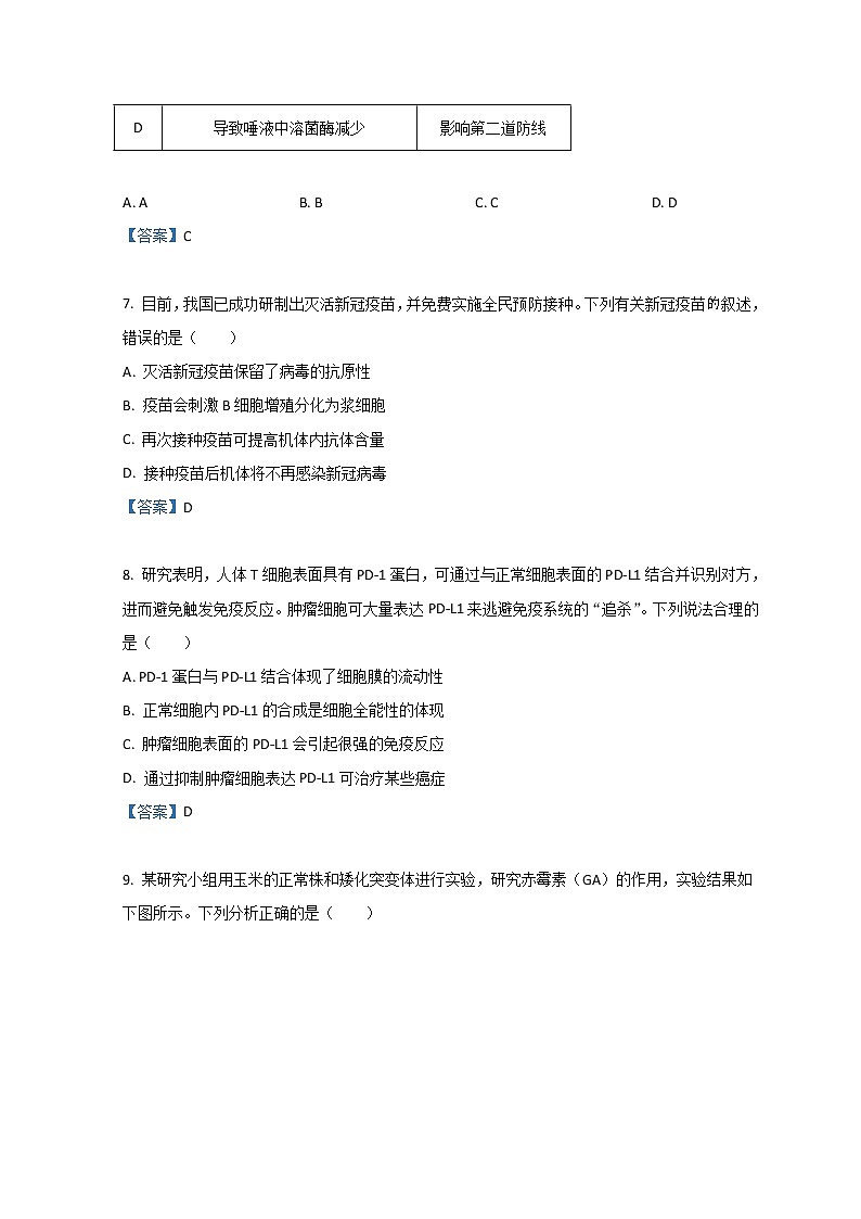 2022珠海高二上学期期末考试生物含答案03